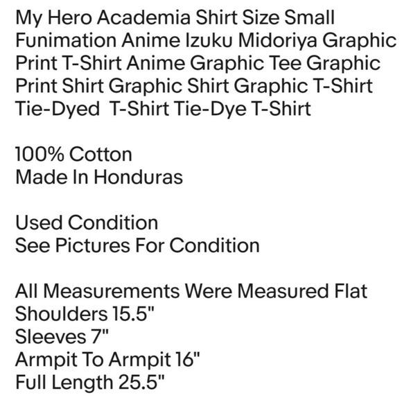 My Hero Academia Shirt Size Small Funimation Anime Izuku Midoriya Graphic Print - Picture 2 of 6